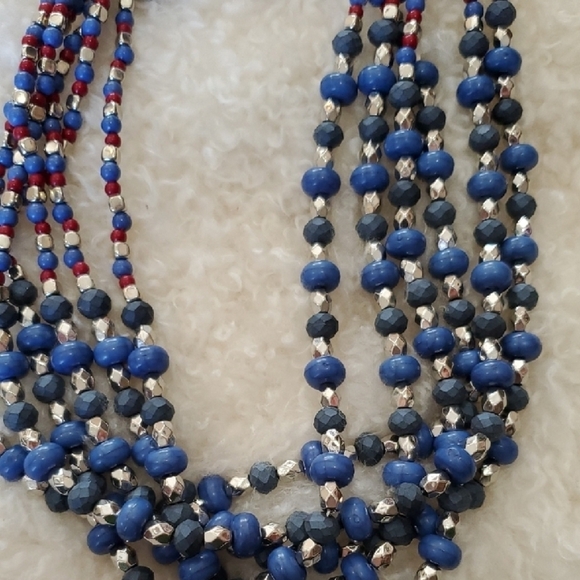 Elegant Blue and Silver Multi-Strand Necklace - Picture 3 of 5